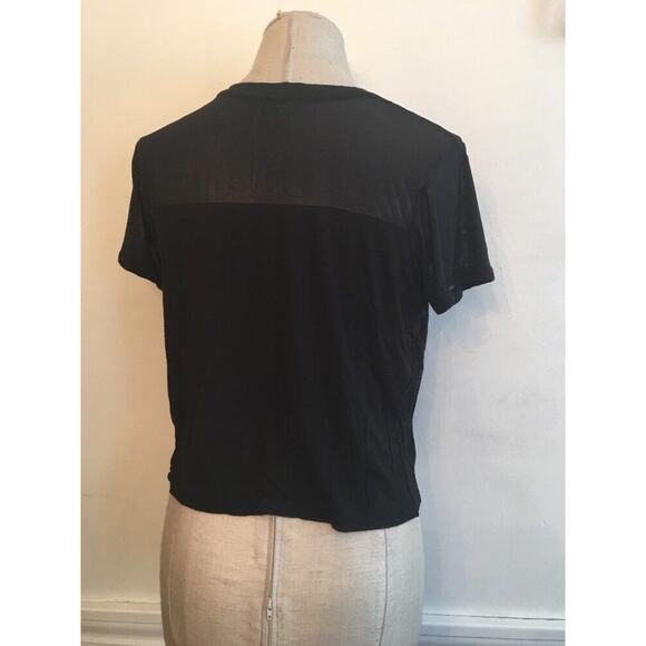 Small Cotton On Women's Black Crop Tshirt Short Sleeve Mesh Yoke - Picture 5 of 6